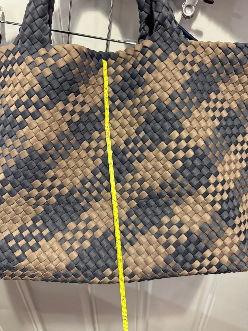 Naghedi St. Barths Dune Large Plaid Tote Handwoven Neoprene w Zip Pouch $350.00 - Picture 7 of 13
